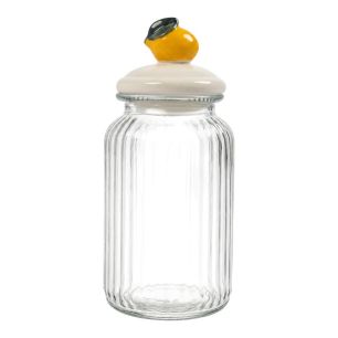 Storage jar lemon leaf white h25 d11cm