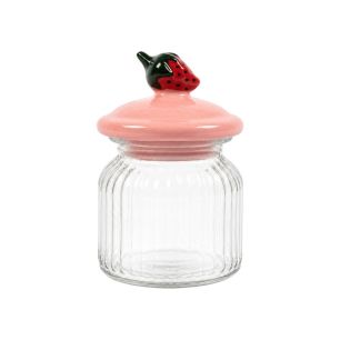 Storage jar strawberry pink h17 d11cm
