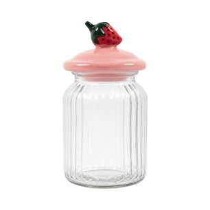 Storage jar strawberry pink h21,5 d11cm