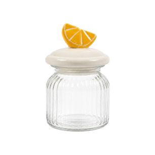 Storage jar lemon part white h17 d11cm