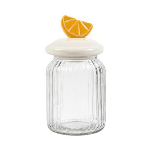 Storage jar lemon part white h21,5 d11cm