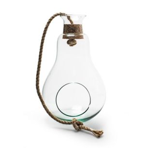 Eco vase with hole+rope+cork 'peer' h30 d19 cm