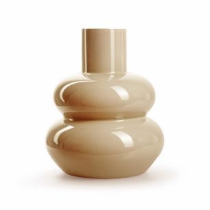 Eco vase 'frost' beige shiny h24 d19 cm