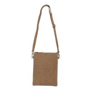 Crossbody Bag vertical weave brown 23x17cm (bos taurus taurus)