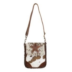 vintage small shoulderbag cow star brown (bos taurus taurus)*