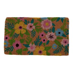 Paillasson en fibre de coco fait main hibiscus 75cm