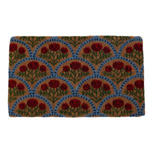 Paillasson en fibre de coco fait main motif floral 75 cm