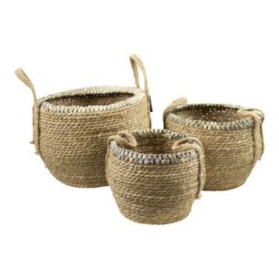 corbeille bord tressé naturel (set of 3)*