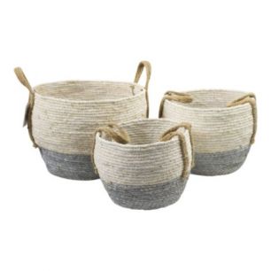 basket white grey with handle set of 3*