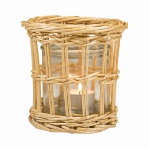 rotan windlicht recht dubbel 14cm
