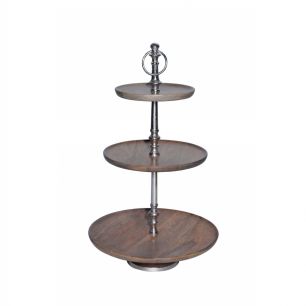 cuisine présentoir bois ronde 3 étages 55cm