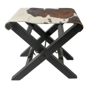 Regisseursstoel koehuid bruin-wit opvouwbaar 48x35x45cm (bos taurus taurus)