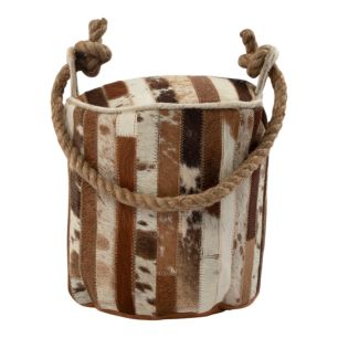 Door stopper cowskin patchwork brown/white 20x20x20cm(bos taurus taurus)