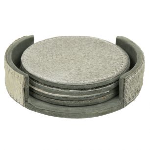 coaster vache ronde gris 10cm (ensemble de 4)