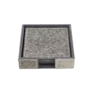 coaster vache carré gris 10cm (ensemble de 4)