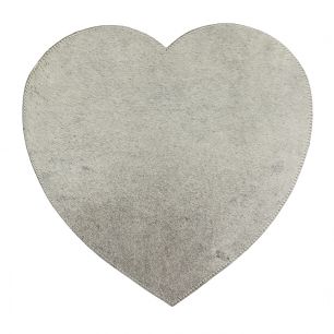 placemat cow hide heart grey 39cm (bos taurus taurus)