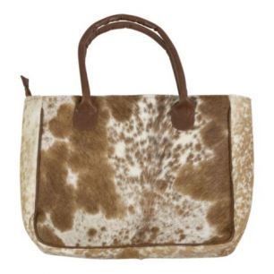 sac bandouliére vache brun/blanc 30cm