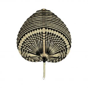 bamboo fan stripe black/natural 40cm*