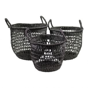 seagrass basket black (set of 3)*