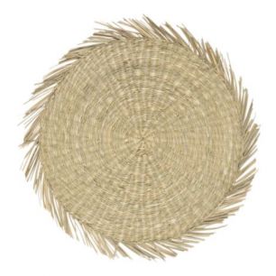 zeegras placemat rond naturel franjes 38cm