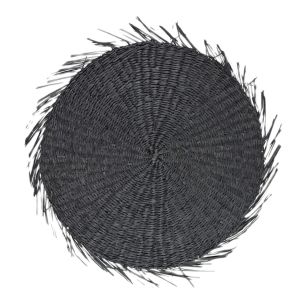 seagrass placemat round black 38cm