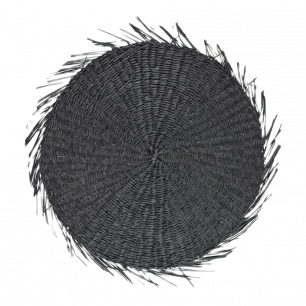 zeegras placemat rond zwart franjes 38cm
