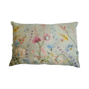 coussin brodé fleurs sauvages onagre 30x50cm