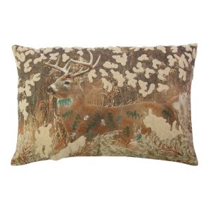 Cushion Embroidered deer in grass 40x60cm