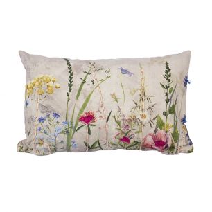 coussin brodé fleurs sauvages onagre 30x50cm