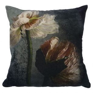 cushion velvet romantic flower with stem 45x45cm*