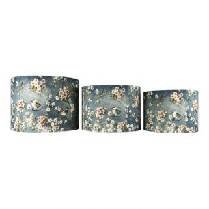 lampshade cilinder set of 3 birds grey (25,30,35cm)*