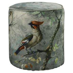 hocker samt charmante haubenvogel 40x40x45cm*