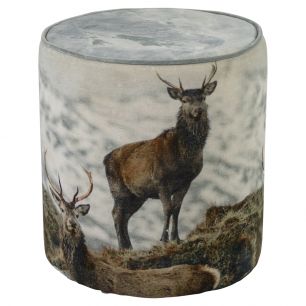 hocker samt hirsche im snhnee 40x40x45cm*