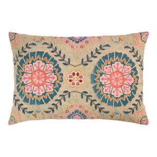 Cushion embroidered zazi beige blue 40x60cm
