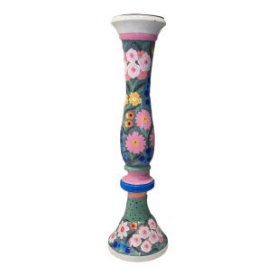 Candle Holder handpainted gerbera pink h46cm