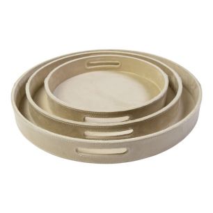 Serving Trays round velvet champagne dia 30, 38, 45 cm (set of 3) 