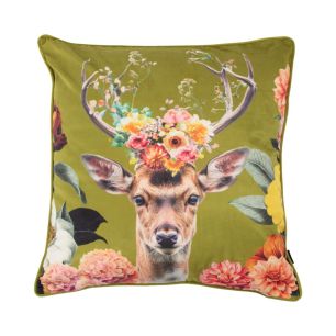 Coussin Portrait cerf vert 45x45cm