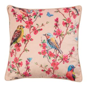 Coussin jardin aux oiseaux beige 45x45cm