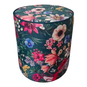 Pouf velours Imelda bleu 35x35x40cm