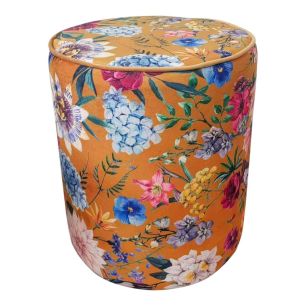 Pouf velours Imelda jaune 35x35x40cm