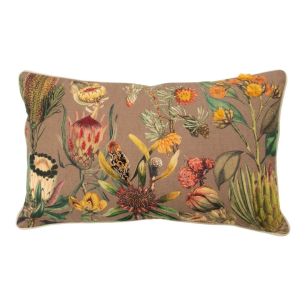 Cushion botanic embroidered taupe 30x50cm