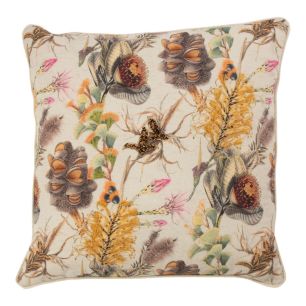 Cushion botanic embroidered off white 45x45cm