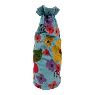 Wijn fles hoes Joy lichtblauw h37 x 12cm
