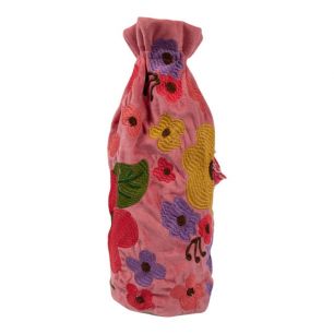 Wijn fles hoes Joy roze h37 x 12cm