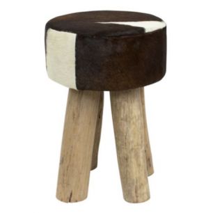 tabouret vache brun foncé rond 45cm