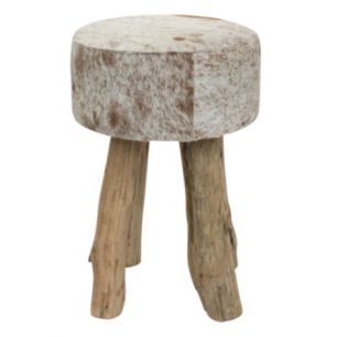 tabouret vache brun blanc rond 45cm