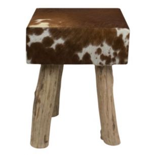 pouf vache brun blanc carré 45cm