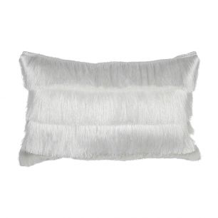 half kussen franjes wit 30x50cm