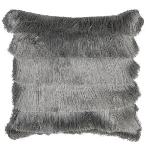 kussen franjes zilver 45x45cm