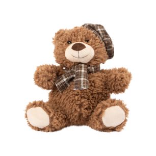 Peluche ours brun avec casquette & châle 21cm